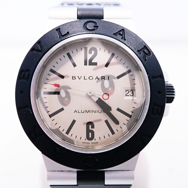 ブルガリ アルミニウム AL38A 自動巻き 腕時計 メンズ SS×ラバー 